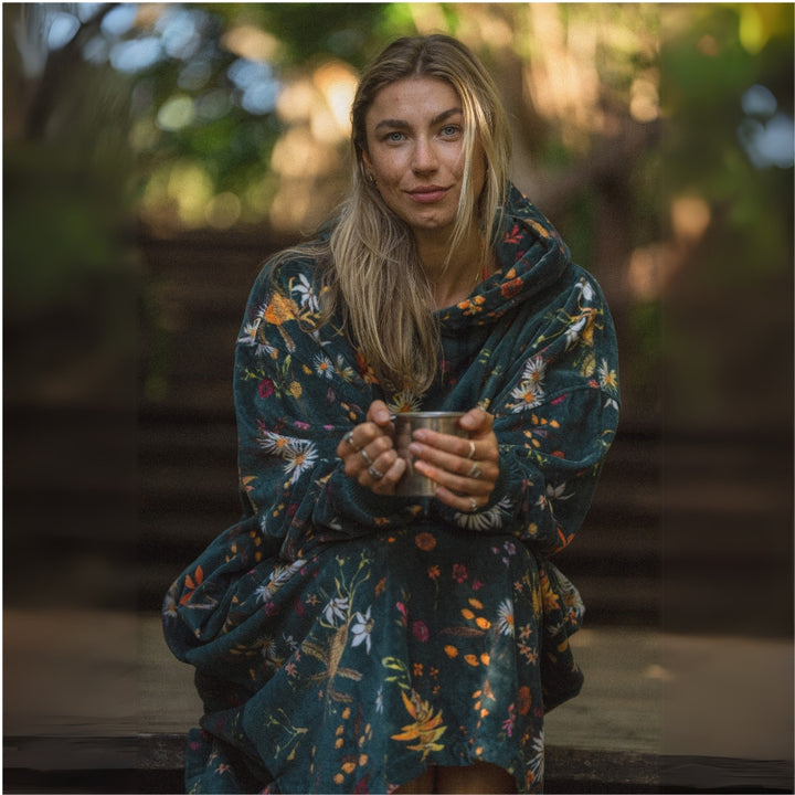 Emerald green cozy towel poncho