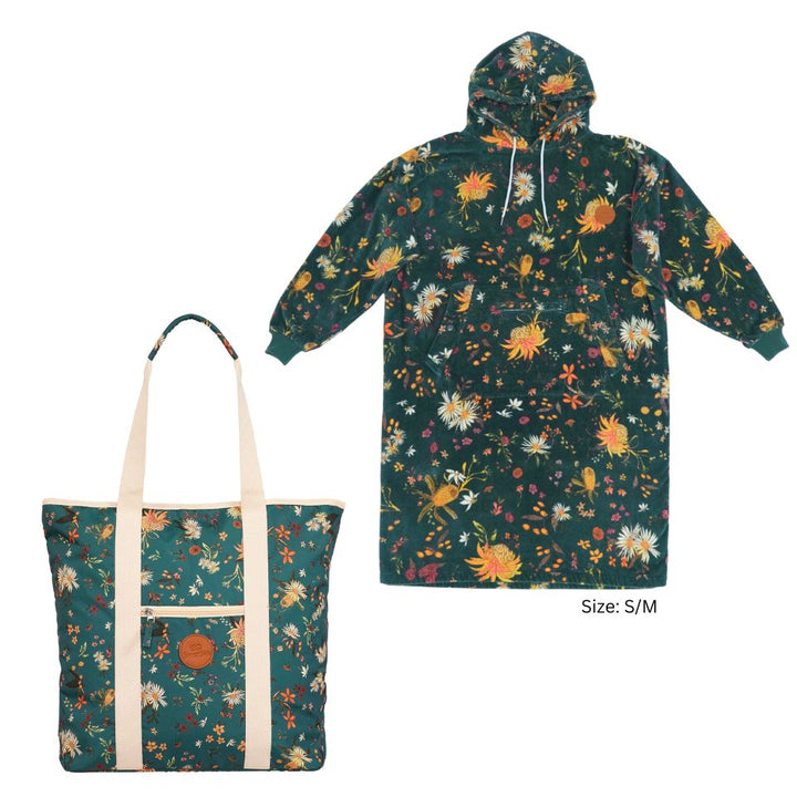 Native botanical poncho beach bag bundle