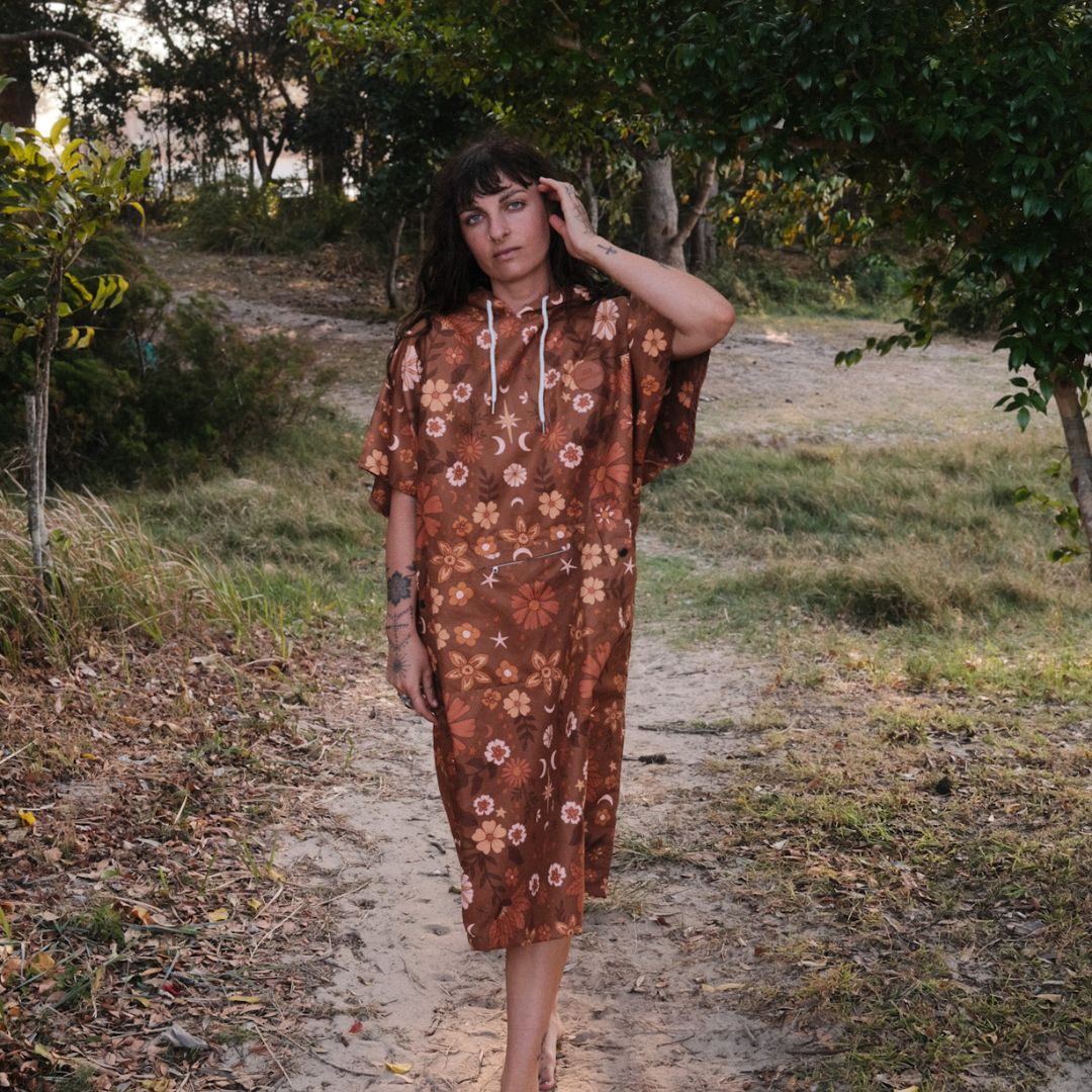 Quick dry boho sun brown sustainable poncho