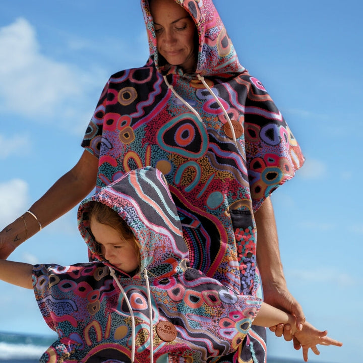 Camping Under The Moonlight Changing Towel Poncho