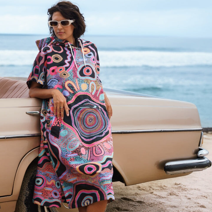 Camping Under The Moonlight Changing Towel Poncho