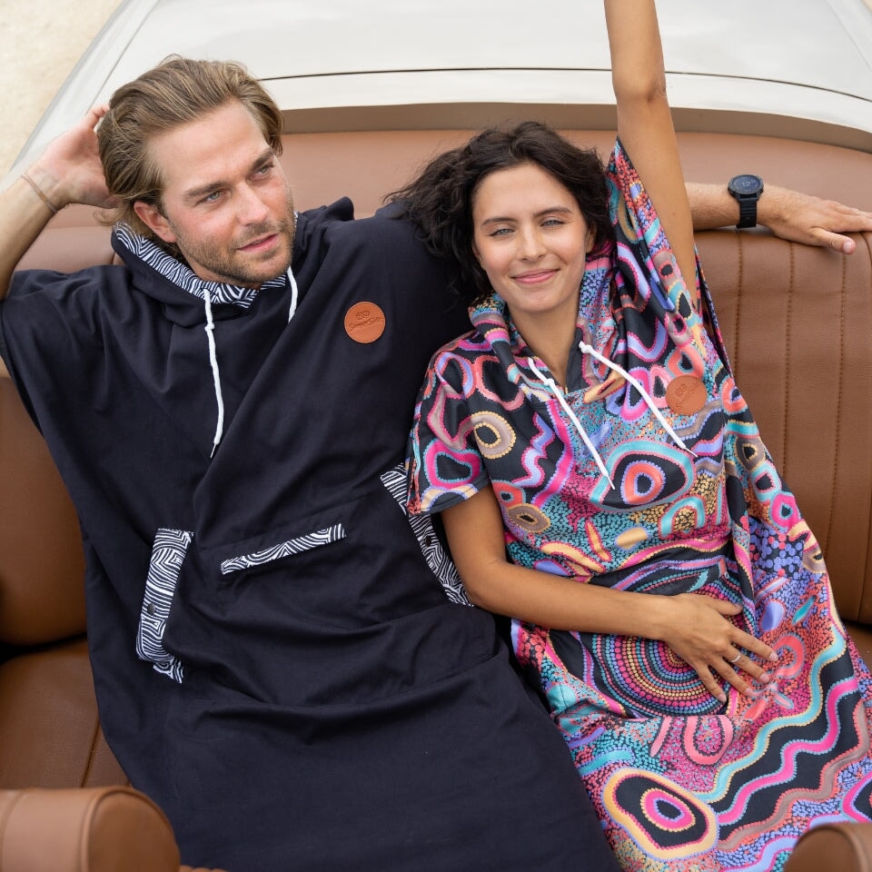 Camping Under The Moonlight Changing Towel Poncho