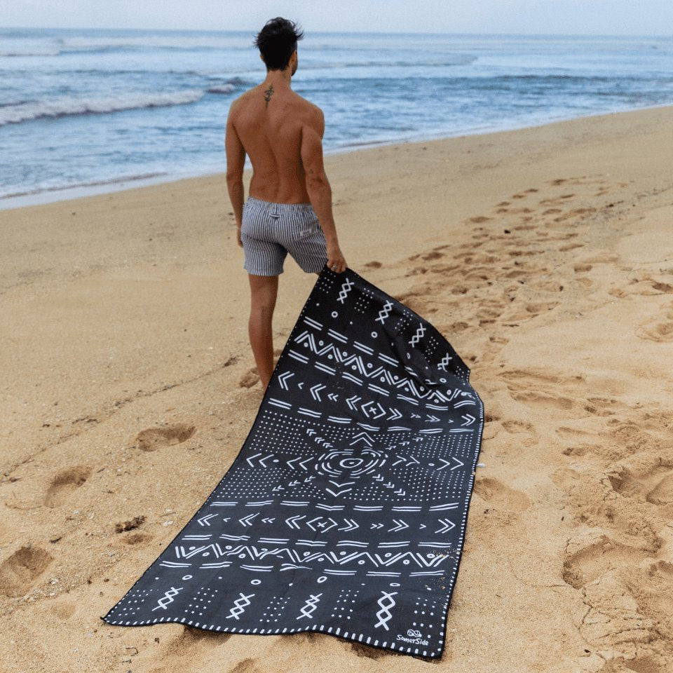 Tall Tribal Black Beach Towel Beach Towels SomerSide
