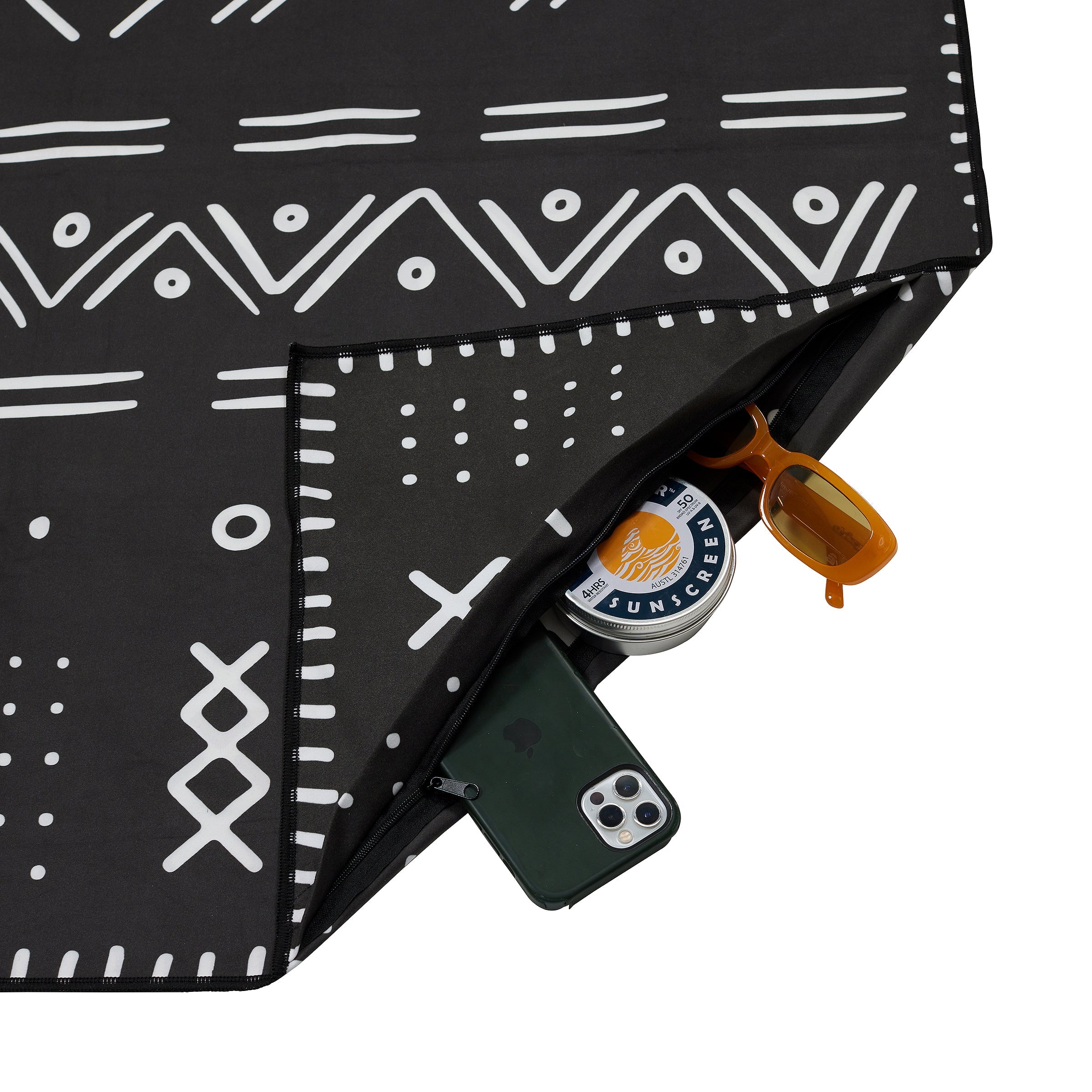 Tall Tribal Black Beach Towel Beach Towels SomerSide