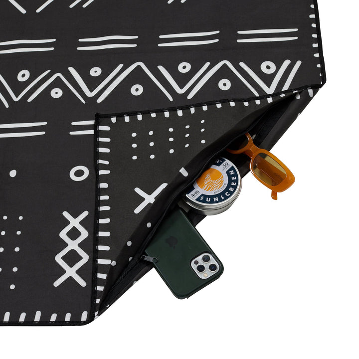 Tall Tribal Black Beach Towel Beach Towels SomerSide