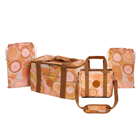 Aboriginal indigenous artwork beach towel and coolers