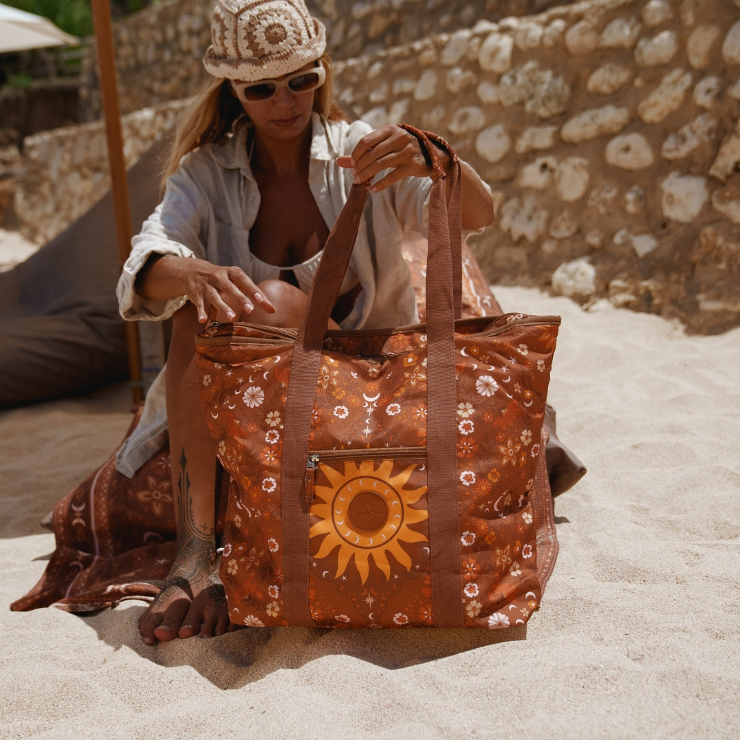 Brown Boogie Wave Beach Tote