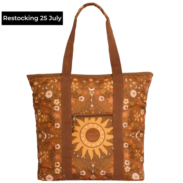 Brown boho sun vintage floral backpack
