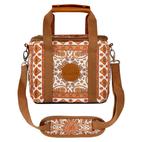 Patterned marigold lunch cooler studio shot