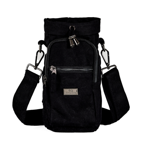black-insulated-water-bottle-bag-waxed-canvas