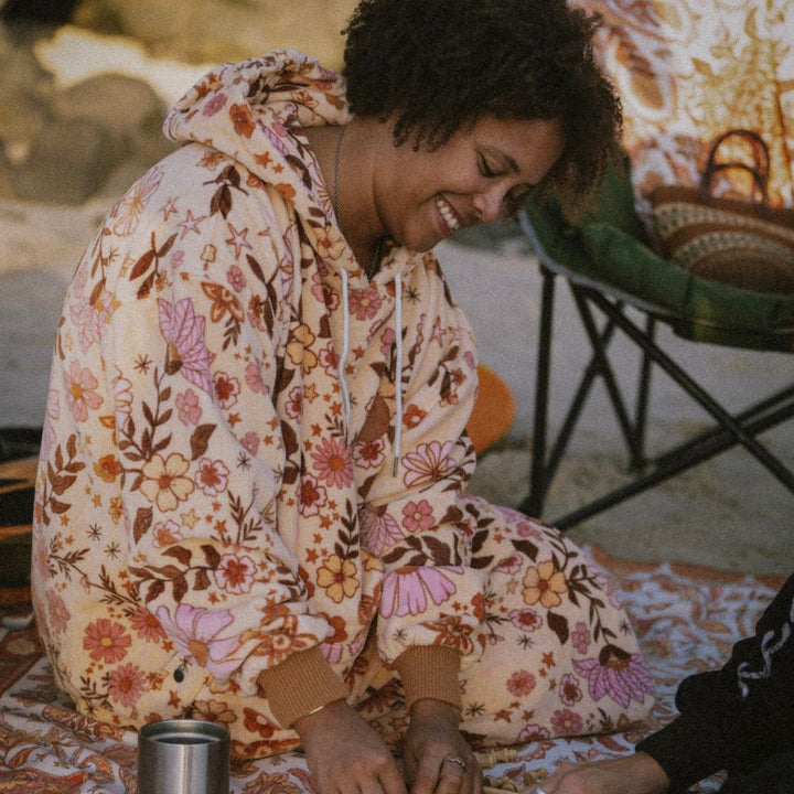 boho sunset picnic hooded poncho