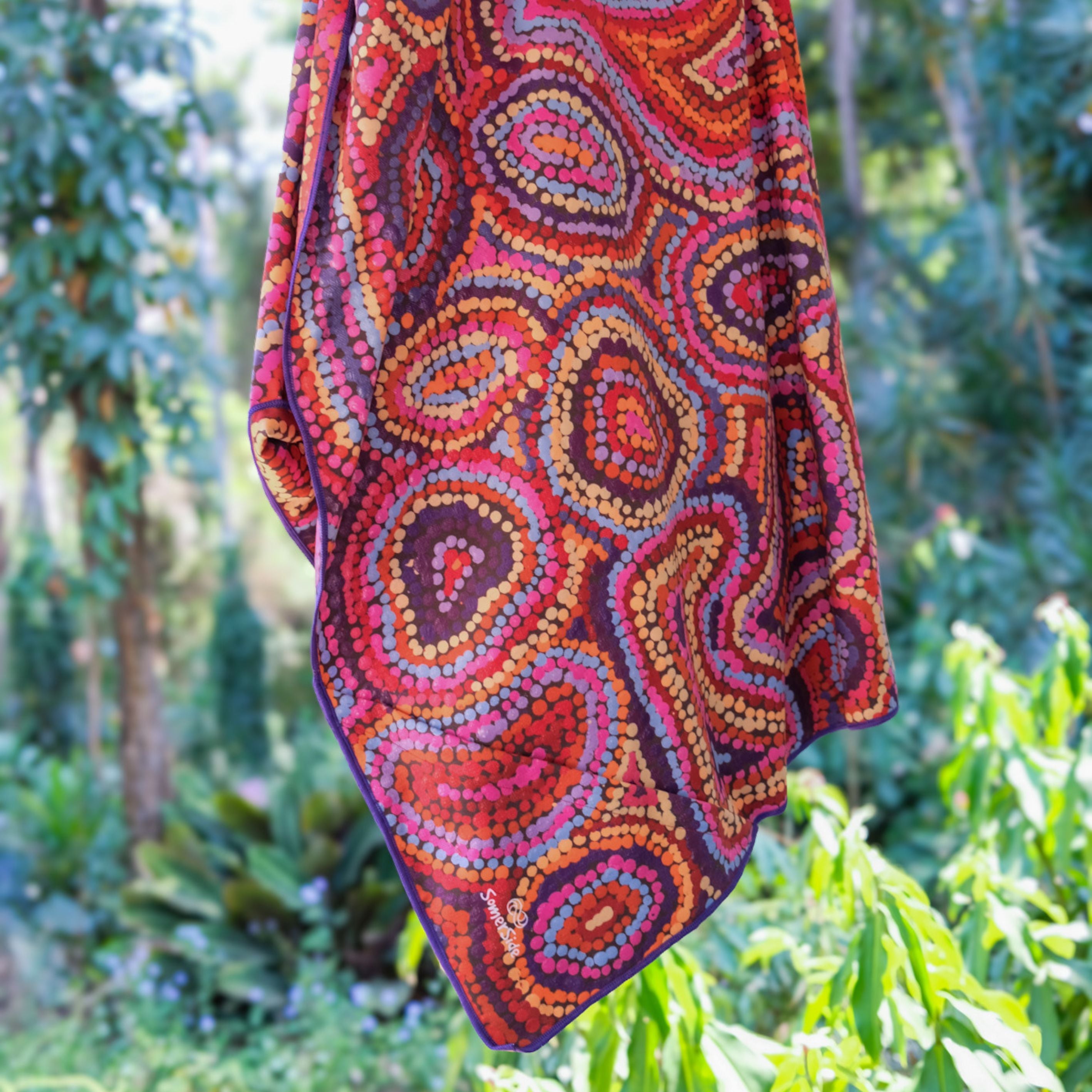 mina mina dreaming colourful hidden zip pocket sustainable beach towel