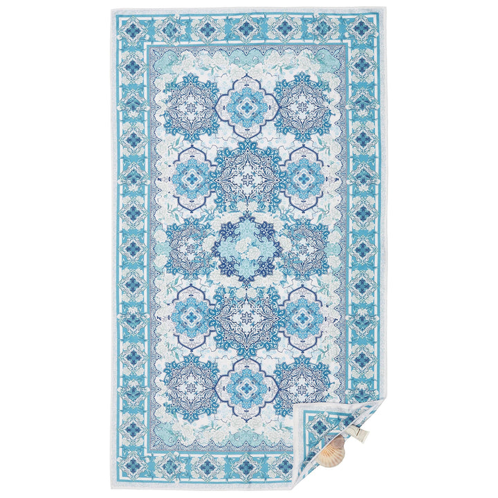 Moroccan Vintage Blue Premium Beach Towel Beach Towels SomerSide 