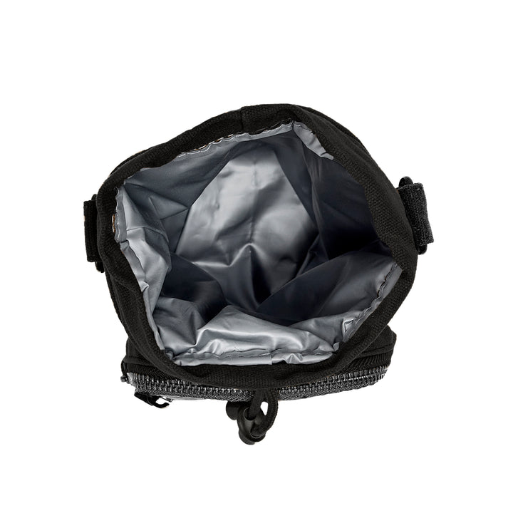black bottle bag overhead shot