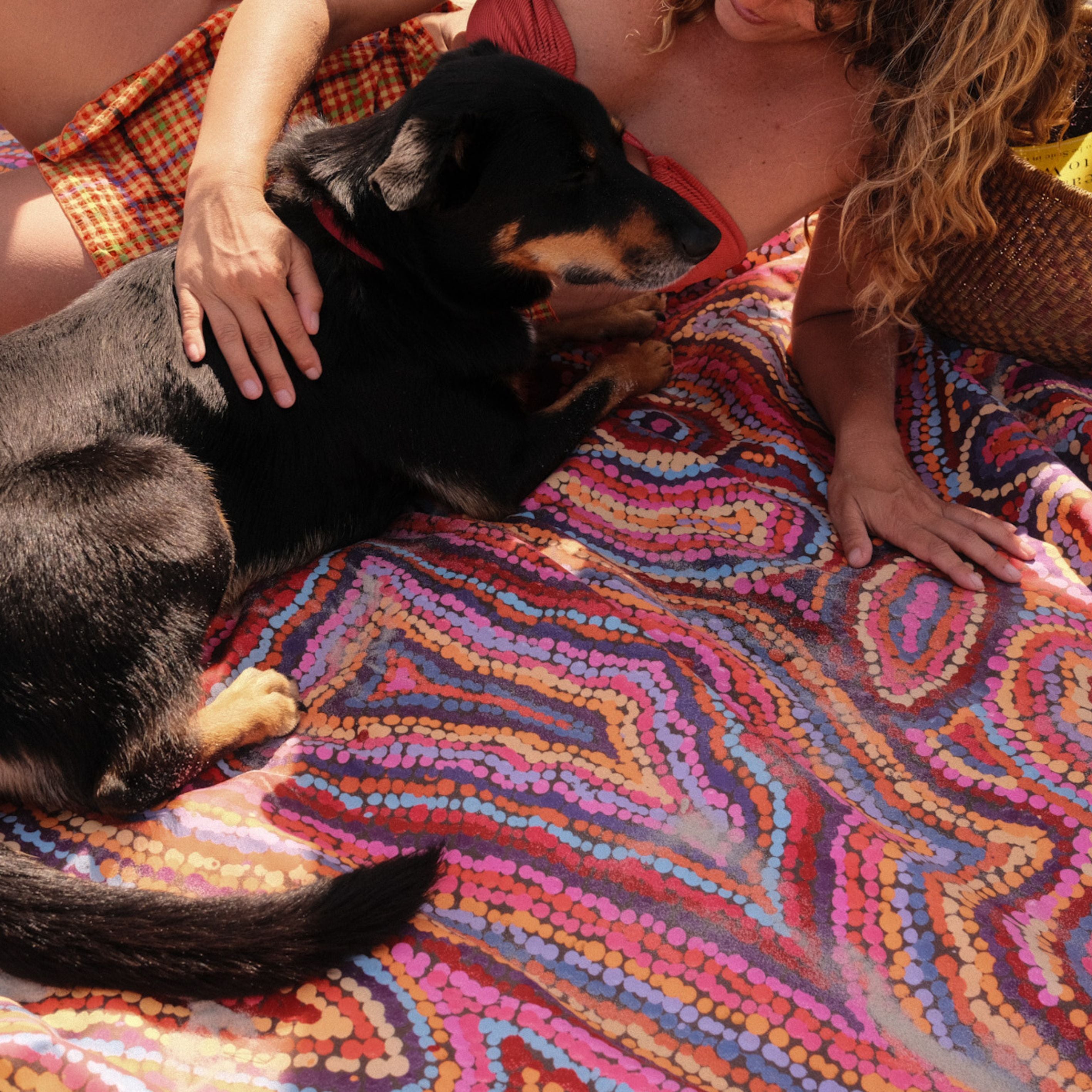 picnic ready wind resistant aboriginal art beach towel