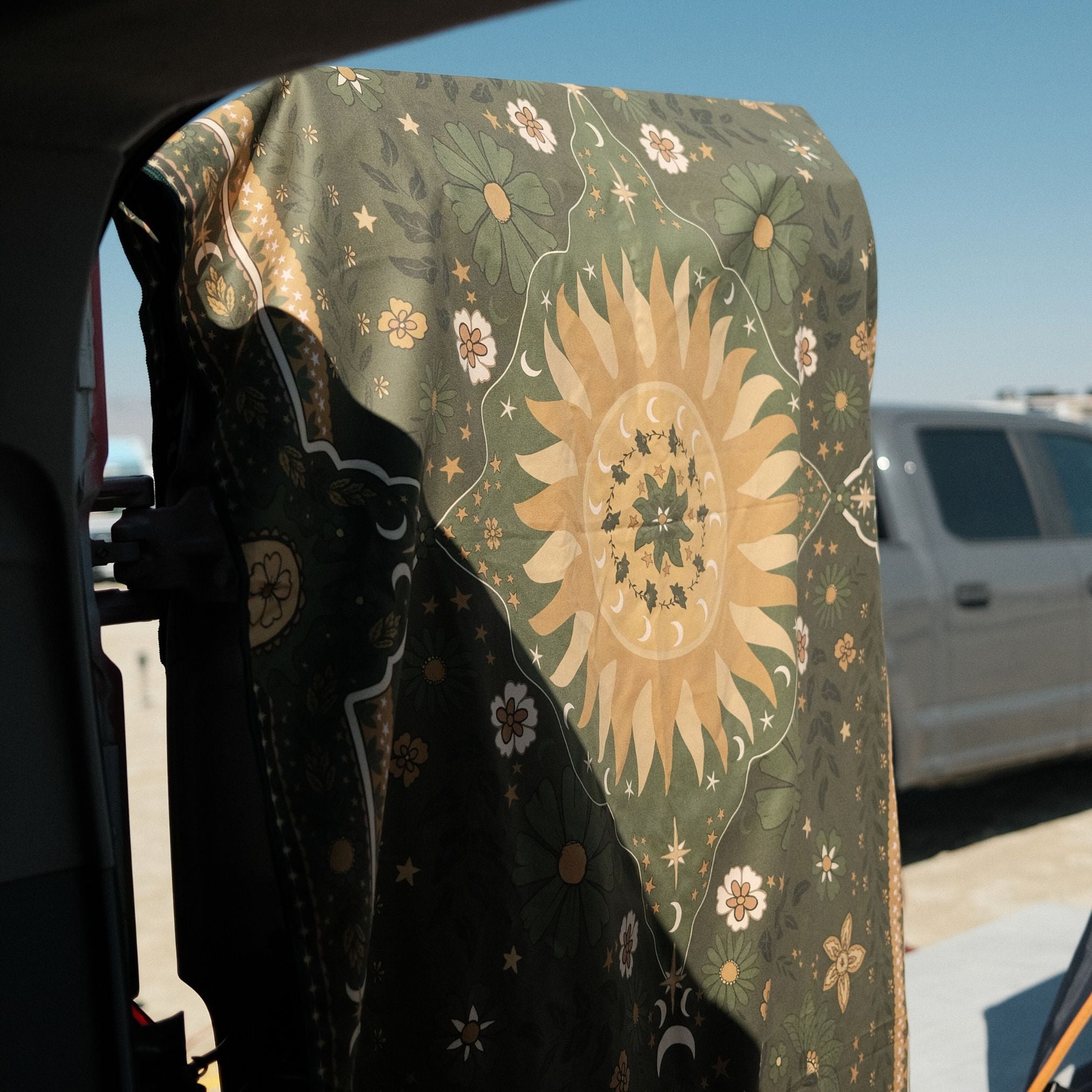 sustainable deep green floral quick dry towel