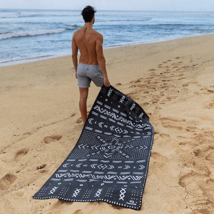 Tall Tribal Black Beach Towel Beach Towels SomerSide 