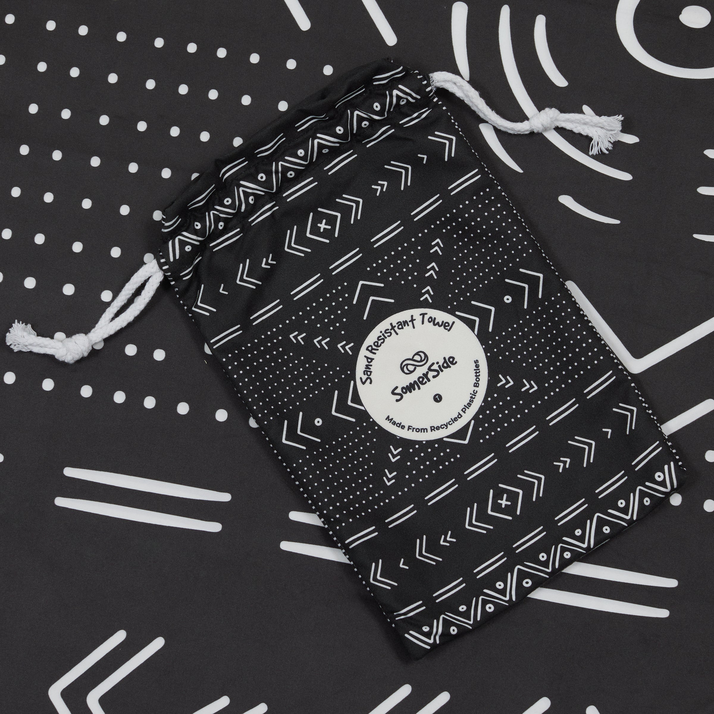 Tall Tribal Black Beach Towel Beach Towels SomerSide 